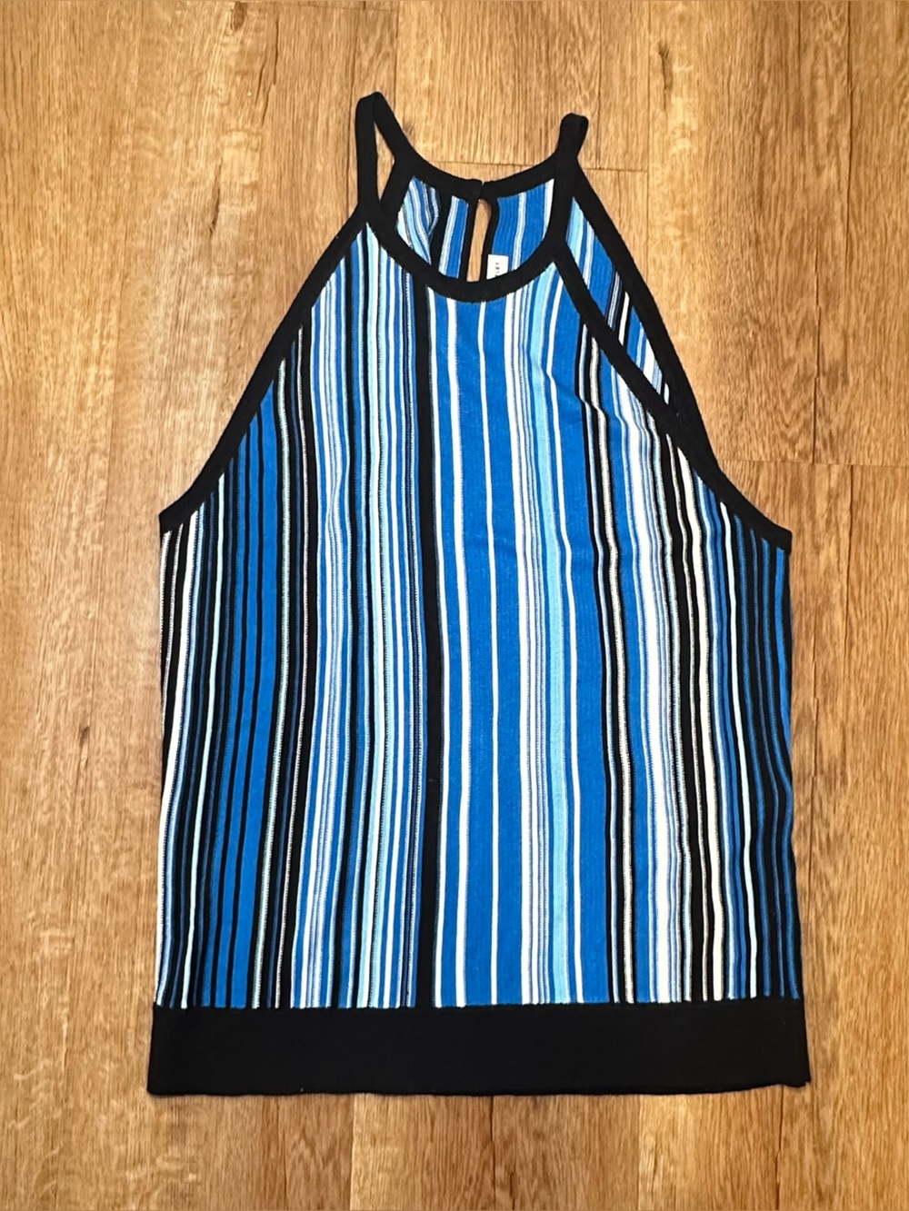 White House Black Market Blue and White Striped Top blouse